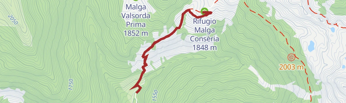 Route map: Hike to Rifugio Malga Conseria